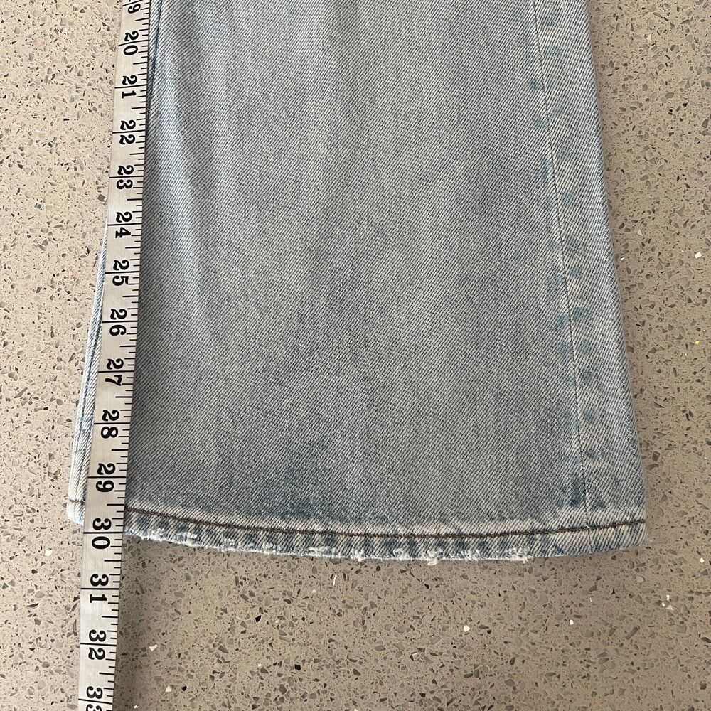 AE77 Organic Cotton The Crop Flare Busted Knee Jeans Blue 33 - Picture 9 of 13